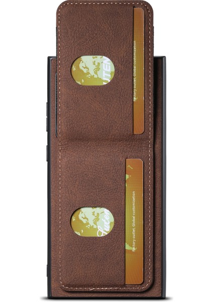 Samsung Galaxy S24 Ultra Litchi Doku Kickstand KabukKahverengi Telefon Kılıfı (Yurt Dışından) fiyatları