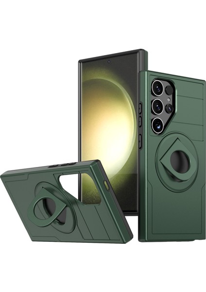 Samsung Galaxy S24 Ultra Manyetik Halka Tutucu Kickstand Arka ımsı Telefon Kılıfı (Yurt Dışından)