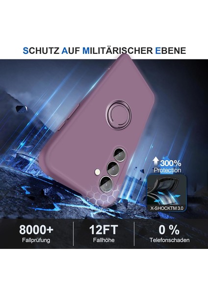 Samsung Galaxy S24+ Sıvı Silikon Yüzüklü Kickstand Mor Telefon Kılıfı (Yurt Dışından)