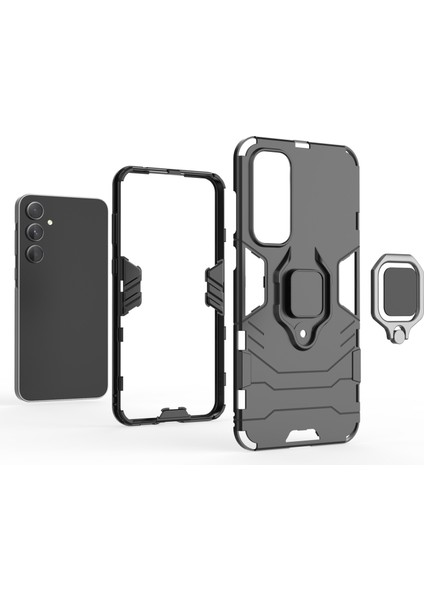 Samsung Galaxy A55 5g Kılıf Anti-Damla Pc + Tpu Halka Kickstand Telefon Kabuk-Kırmızı (Yurt Dışından)