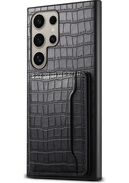 Samsung Galaxy S24 Ultra Timsah Dokulu Kart Yuvası Kictsand Telefon Kılıfı (Yurt Dışından)