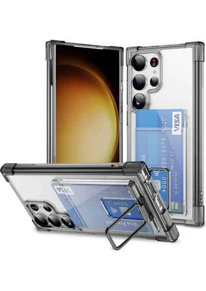 Ysm Güçlendirilmiş Köşeler Serisi Samsung Galaxy S24 Ultra Kickstand Kart TutucuŞeffaf Telefon Kılıfı (Yurt Dışından)