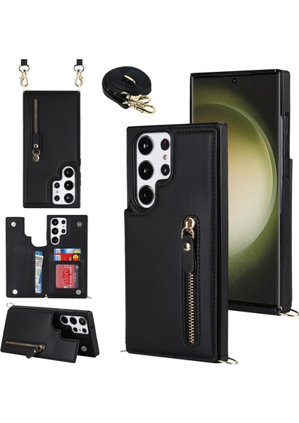 Samsung Galaxy S24 Ultra Crossbody Kickstand Rfıd Engelleme Telefon Kılıfı (Yurt Dışından)