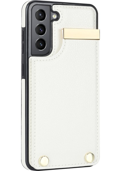 Samsung Galaxy S21 Fe 5g Cep Telefonu Kılıfı Için Donanım Dekorlu Damla Korumalı Kart Tutucu Kapağı-Beyaz (Yurt Dışından) modelleri