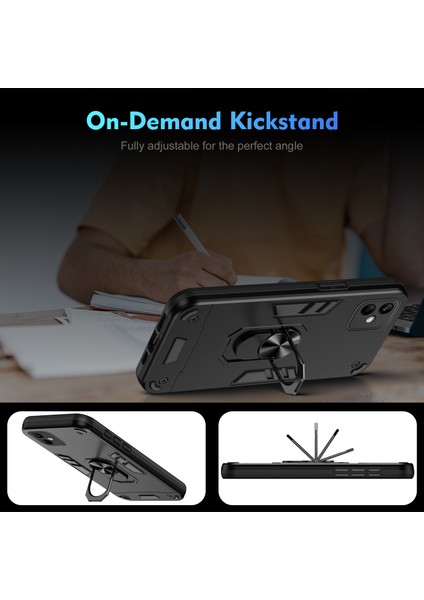 Samsung Galaxy A05 4g Telefon Kılıfı 360 Derece Dönebilen Halka Kickstand-Siyah (Yurt Dışından)