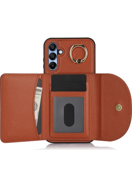 Samsung Galaxy A15 4g/5g Telefon Kılıfı, Rfıd Engelleme Kart Yuvaları Tutucu Halkalı Kickstand-Kahverengi (Yurt Dışından) fiyatları