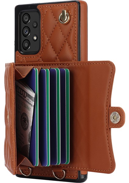 026 Samsung Galaxy A53 5g Kickstand Telefon Kılıfı Rfıd Engelleme Kart Yuvaları-Kahverengi (Yurt Dışından) fiyatları