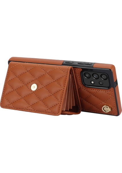 026 Samsung Galaxy A53 5g Kickstand Telefon Kılıfı Rfıd Engelleme Kart Yuvaları-Kahverengi (Yurt Dışından) modelleri