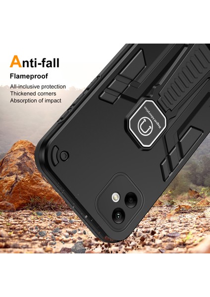 Samsung Galaxy A05 4g Cep Telefonu Kılıfı Kickstand Pc + Tpu Kapak-Siyah (Yurt Dışından)