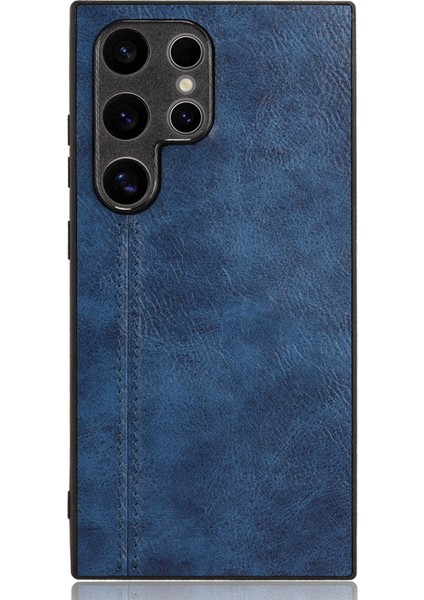Samsung Galaxy S24 Ultra Pu Deri Kaplamalı Pc+Tpu Dikiş Hattı Akıllı Mavi Telefon Kılıfı (Yurt Dışından) fiyatları