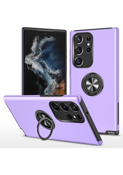 Samsung Galaxy S24 Ultra Cep u Çizilmez Halka Kickstand Geri KabukMor Telefon Kılıfı (Yurt Dışından)