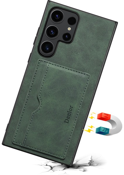 Samsung Galaxy S24 Ultra Cep u Vintage Doku Kabuklu Kart Tutuculu Kickstand Telefon Kılıfı (Yurt Dışından) modelleri