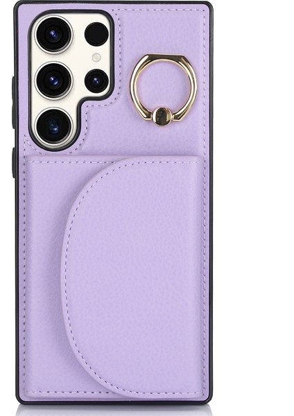 Samsung Galaxy S23 Ultra Kickstand Rfıd Engelleme Kart Yuvaları TutucuAçık Mor Telefon Kılıfı (Yurt Dışından)