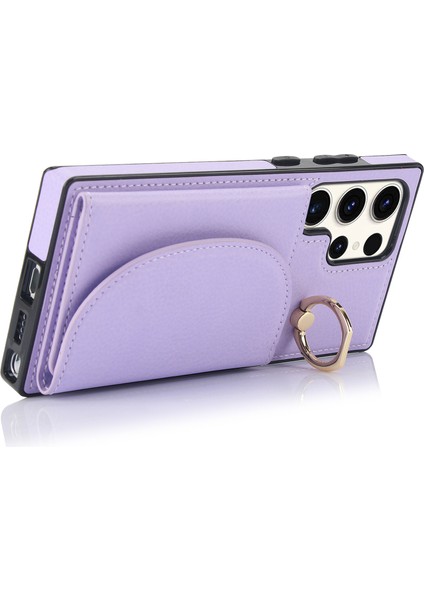 Samsung Galaxy S23 Ultra Kickstand Rfıd Engelleme Kart Yuvaları TutucuAçık Mor Telefon Kılıfı (Yurt Dışından)