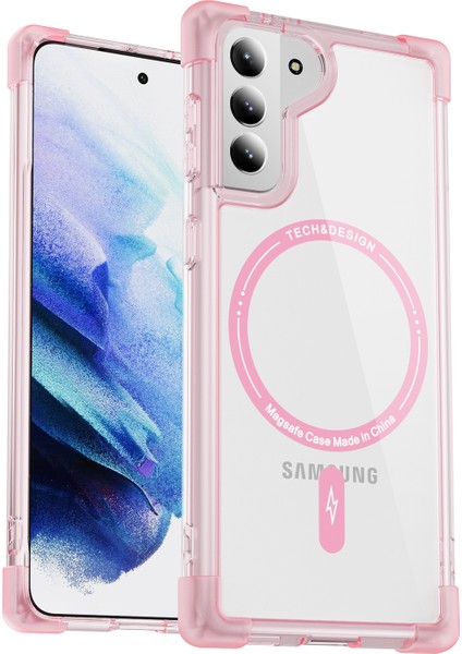 Samsung Galaxy S21+ 5g Ysm Güçlendirilmiş Köşeler Serisi Magsafe ile Uyumlu Şeffaf Şeffaf Telefon Kılıfı (Yurt Dışından)