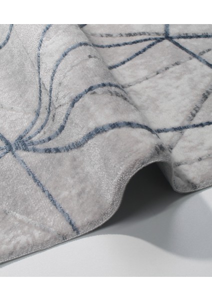 Rome Koleksiyonu 425 Mavi Akrilik Parlak Yumuşak Dokulu Salon Mutfak Antre Halı Yolluk fiyatları