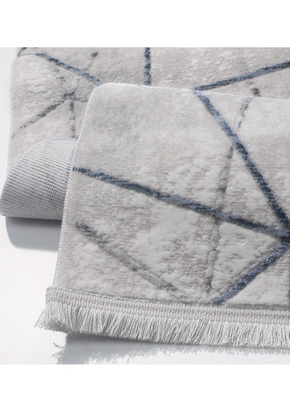 Rome Koleksiyonu 425 Mavi Akrilik Parlak Yumuşak Dokulu Salon Mutfak Antre Halı Yolluk fırsatları