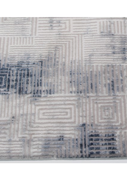 Rome Koleksiyonu 426 Mavi Akrilik Parlak Yumuşak Dokulu Salon Mutfak Antre Halı Yolluk modelleri