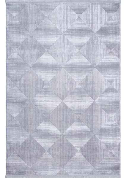 Rome Koleksiyonu 422 Gri Akrilik Parlak Yumuşak Dokulu Salon Mutfak Antre Halı Yolluk