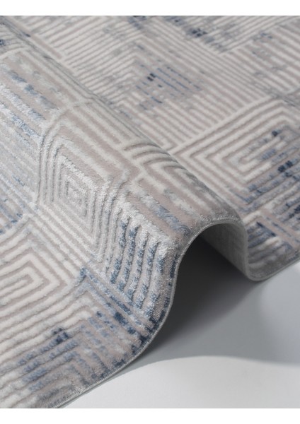 Rome Koleksiyonu 426 Mavi Akrilik Parlak Yumuşak Dokulu Salon Mutfak Antre Halı Yolluk fiyatları