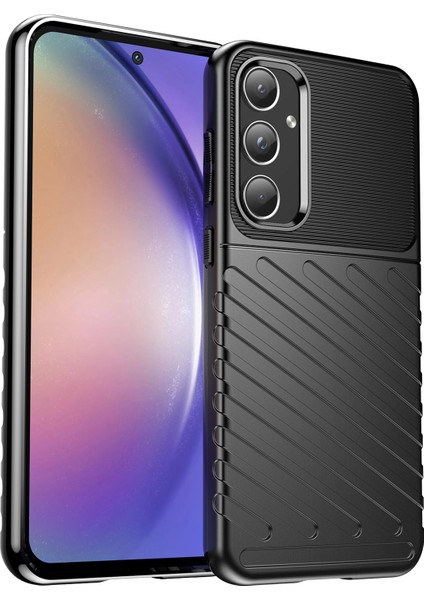 Thunder Serisi Samsung Galaxy A55 5g Telefon Kılıfı Esnek Tpu Telefon Kapağı-Siyah (Yurt Dışından)