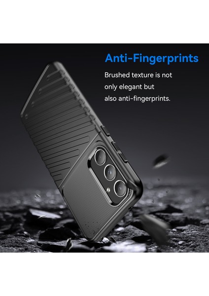 Thunder Serisi Samsung Galaxy A55 5g Telefon Kılıfı Esnek Tpu Telefon Kapağı-Siyah (Yurt Dışından)