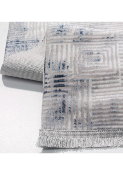 Rome Koleksiyonu 426 Mavi Akrilik Parlak Yumuşak Dokulu Salon Mutfak Antre Halı Yolluk fırsatları