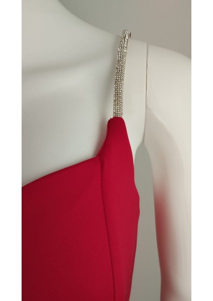 Taş Askılı Kırmızı Elbise modelleri