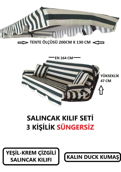 Salıncak Kılıfı Seti Tenteli Süngersiz (164X47) 3 Kişilikyeşil-Krem