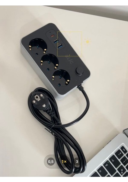 Elektrik Sigortalı Termal Akım Korumalı Priz 2 Metre Kablo Anahtarlı 1xPD TYPE-C 2xUSB Çoklu