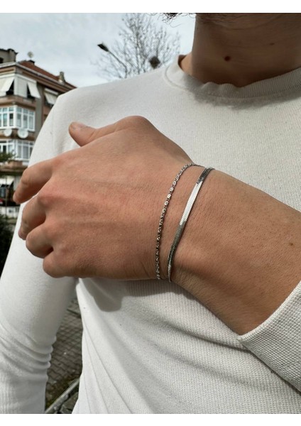 Ince Detay Erkek Bileklik Kadın Paslanmaz Çelik Unısex Kararmaz Renk Atmaz