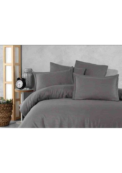 Antrasit Pamuk Saten Çift Kişilik Nevresim Takımı fiyatları