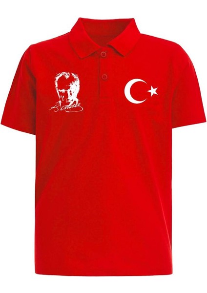 Polo Yaka Atatürk Ve Ay Yıldızlı Kısa Kollu 23 Nisan T-Shirt