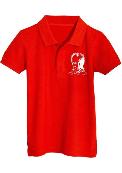 Polo Yaka Atatürk Baskılı Kısa Kollu 23 Nisan T-Shirt