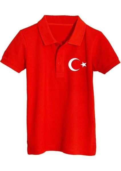 Polo Yaka Ay Yıldızlı Kısa Kollu 23 Nisan T-Shirt