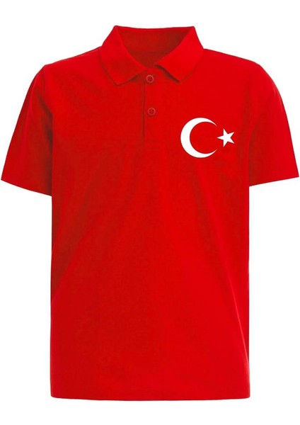 Polo Yaka Ay Yıldızlı Kısa Kollu 23 Nisan T-Shirt