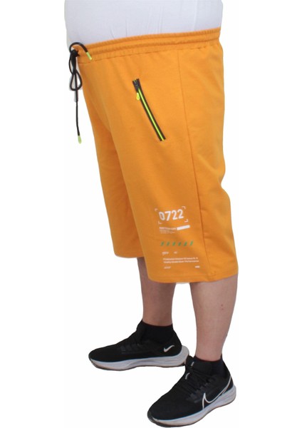 Mocgrande Erkek Büyük Beden Penye Şort Run Your City 24634 Hardal fiyatları