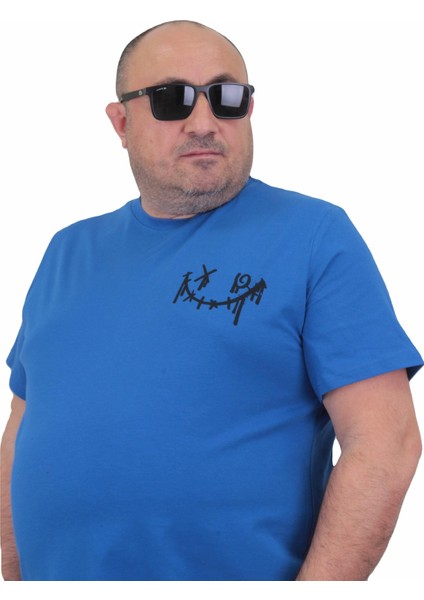 Mocgrande Erkek Büyük Beden Sıfır Yaka T-Shirt Gang 24132 Saks modelleri