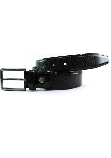 Deri Kemer Siyah Dikişli Lazer Desen 81059