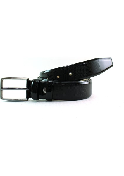 Deri Kemer Siyah Rugan Lazer Desen 81051