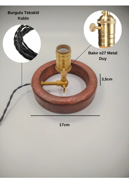 Ahşap El Yapımı Dekoratif Masa Lambası Collet Model