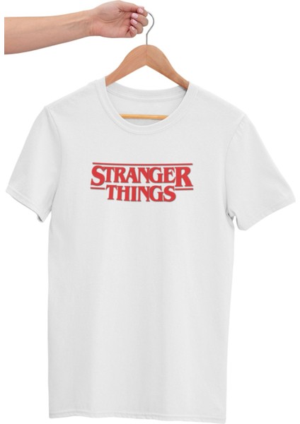Stranger Things Baskılı Hediyelik Beyaz T-Shirt modelleri