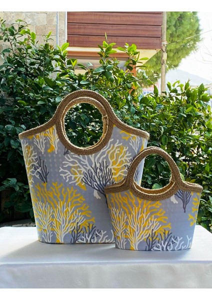 Anne & Kız Kombin Plaj Çantası Sarı Mercan fiyatları