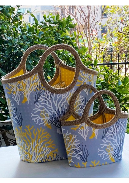 Anne & Kız Kombin Plaj Çantası Sarı Mercan modelleri