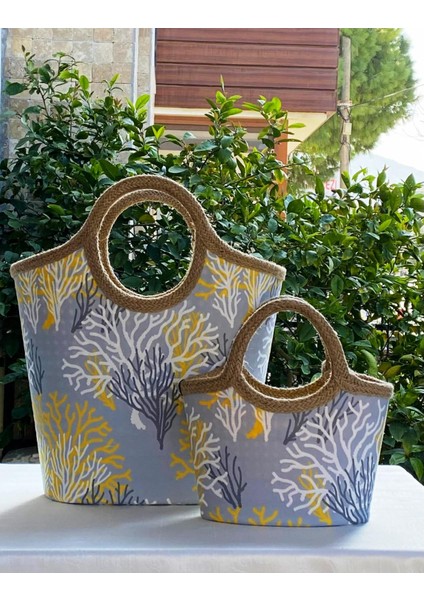 Anne & Kız Kombin Plaj Çantası Sarı Mercan fırsatları