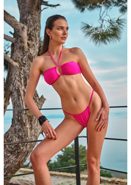 Kadın Pembe Strablez Brazilian Bikini Takımı (Ayarlanabilir Bikini Altı) 23S104ST
