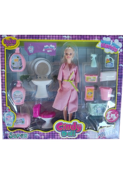 Oydaş OYD02452 Cındy Doll Lavabo ve Temizlik Seti Bebekli