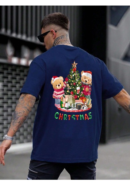 Teddy Baskılı Oversize Lacivert Erkek T-Shirt fiyatları
