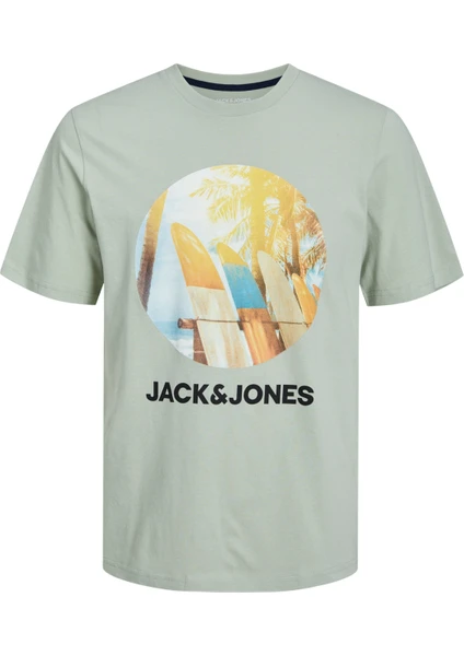 Jack & Jones Baskılı Yeşil Erkek Çocuk T-Shirt Jjnavın Tee Ss Crew Neck Jnr