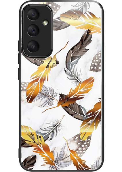 Samsung Galaxy A55 5g Telefon Arka Kapak Temperli Cam Desenli Tasarım Kılıf-Altın Yapraklar (Yurt Dışından)